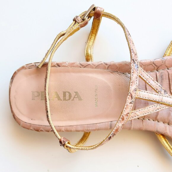 Prada Snakeskin Sandals Designer Summer Flats Casual Thong Sandals Flip Flops - Picture 6 of 16